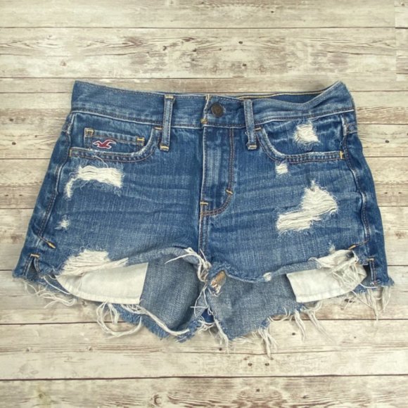 Hollister Pants - Hollister Mid Rise Distressed Denim Shorts 00